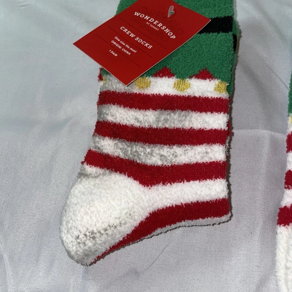Wondershop Target Christmas Fuzzy Crew Socks 4 Pair Bundle Elf Cookies Holiday
